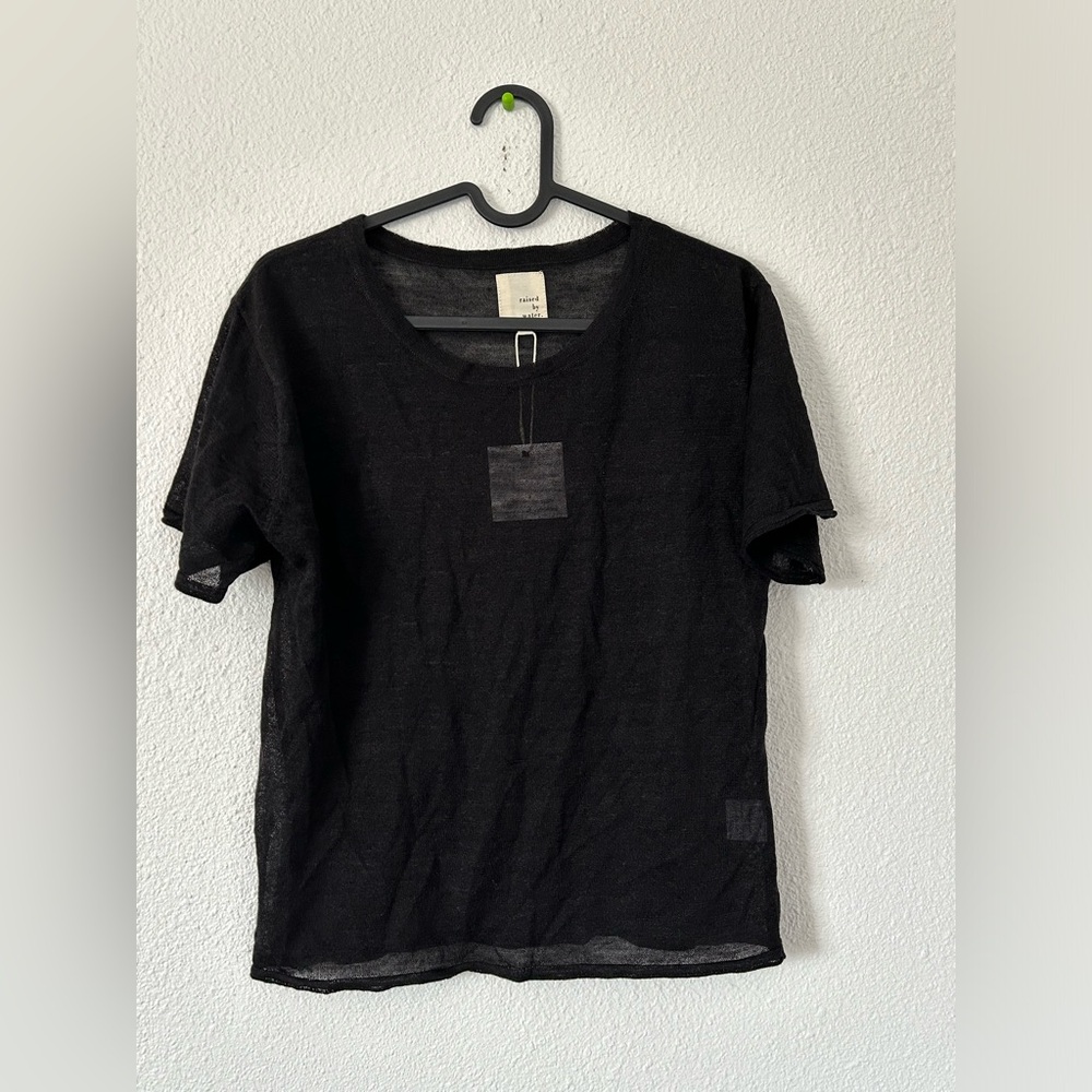 Raised by water linen blend sheer short sleeve tee sz XS